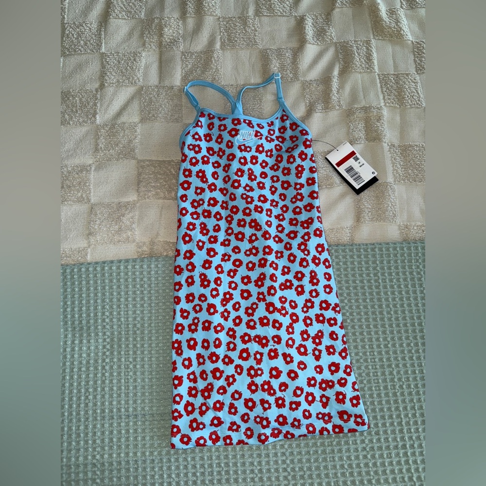 NWT Nike Kids' Floral Sundress In Aquarius Blue/white size Large‎